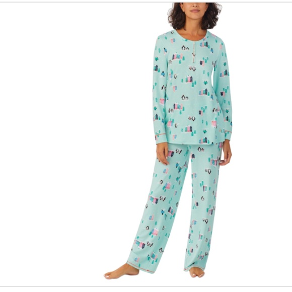 NWT Cuddl Duds  Brushed Sweater Knit Printed Long-Sleeve Pajamas TOP - Picture 2 of 2